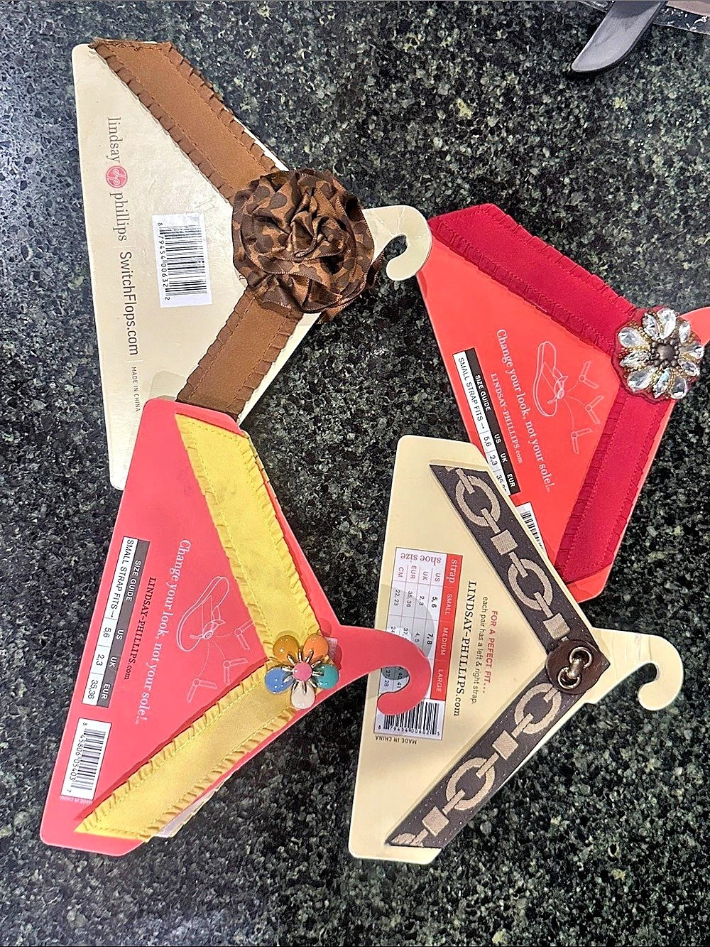 lindsay phillips SwitchFlops Interchangeable Straps Sandals Brown & Red US 5/6 l